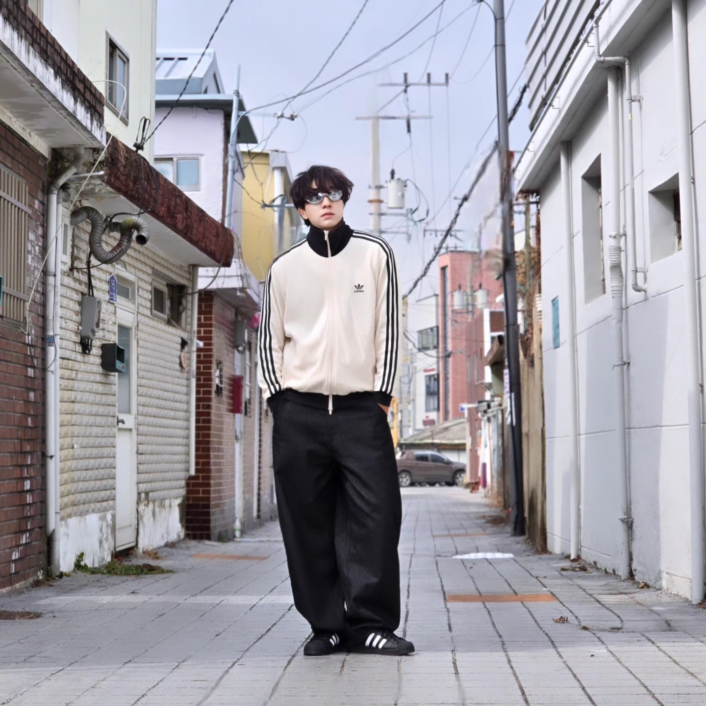 Adidas Waffle Beckenbauer Track Top Wonder White - KR Sizing, Adidas Waffle Beckenbauer Track Top Wonder White - KR Sizing 착용 스타일 - 1