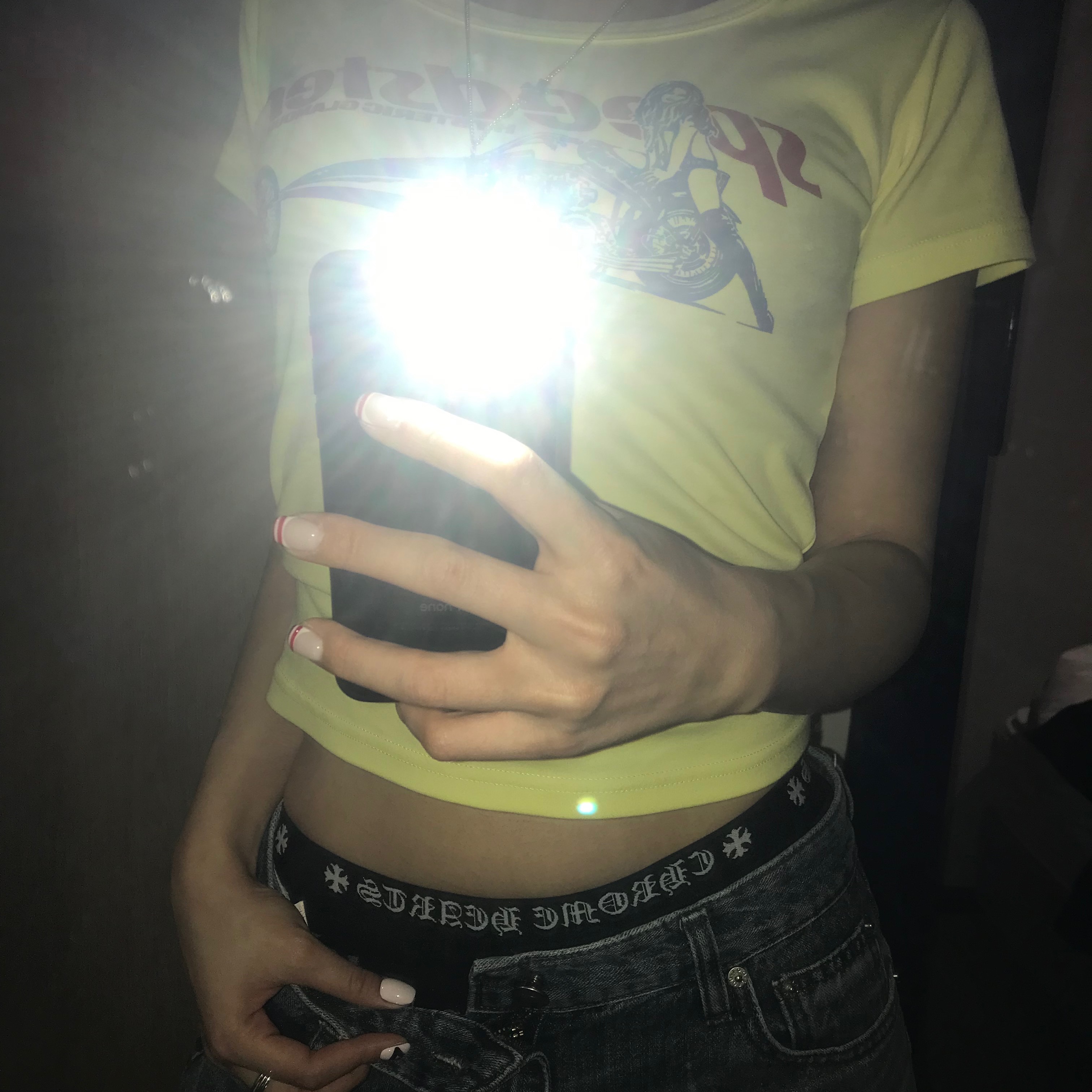 (W) Hysteric Glamour Speedster Chibi T-Shirt Yellow, Chrome Hearts Boxer Brief Black 착용 스타일 - 1