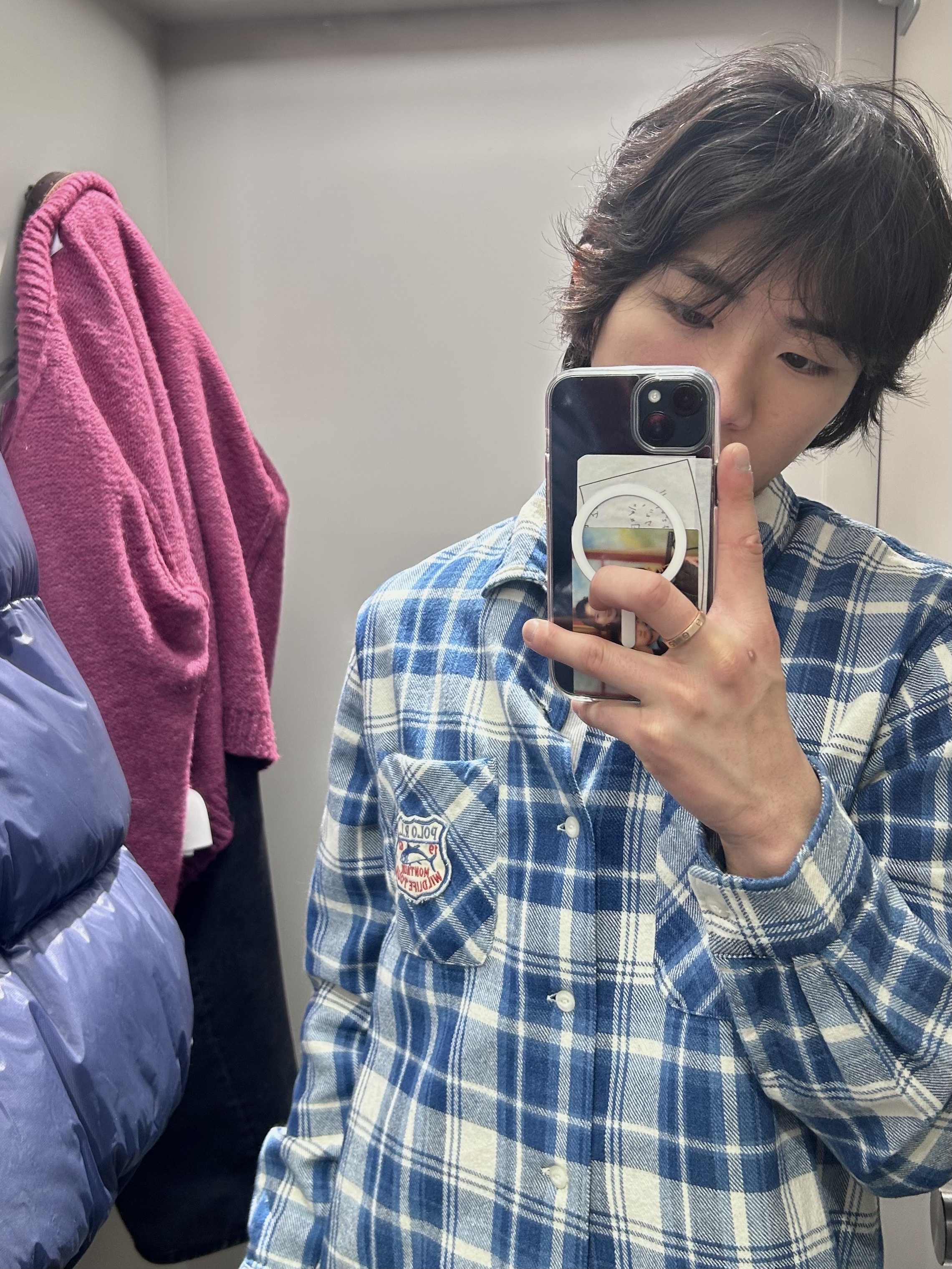 [10% 적립] [KREAM Limited Edition The Trophy Fishing Club] Polo Ralph Lauren Plaid Flannel Camp Shirt Blue White - 25FW 착용 스타일 - 1