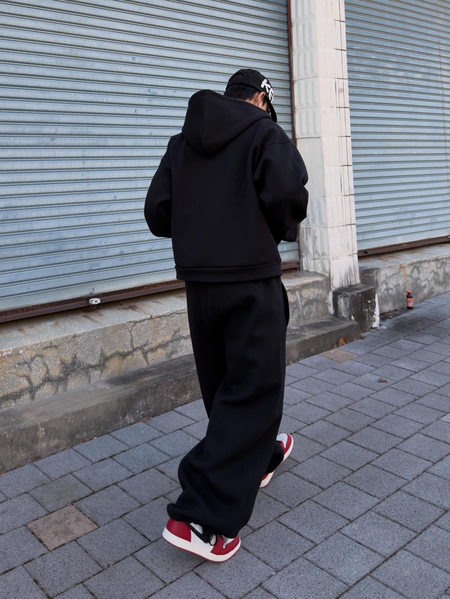 Nonnod Scuba Pajama Pants Black, Nonnod Scuba Zip Hoodie Black 착용 스타일 - 1