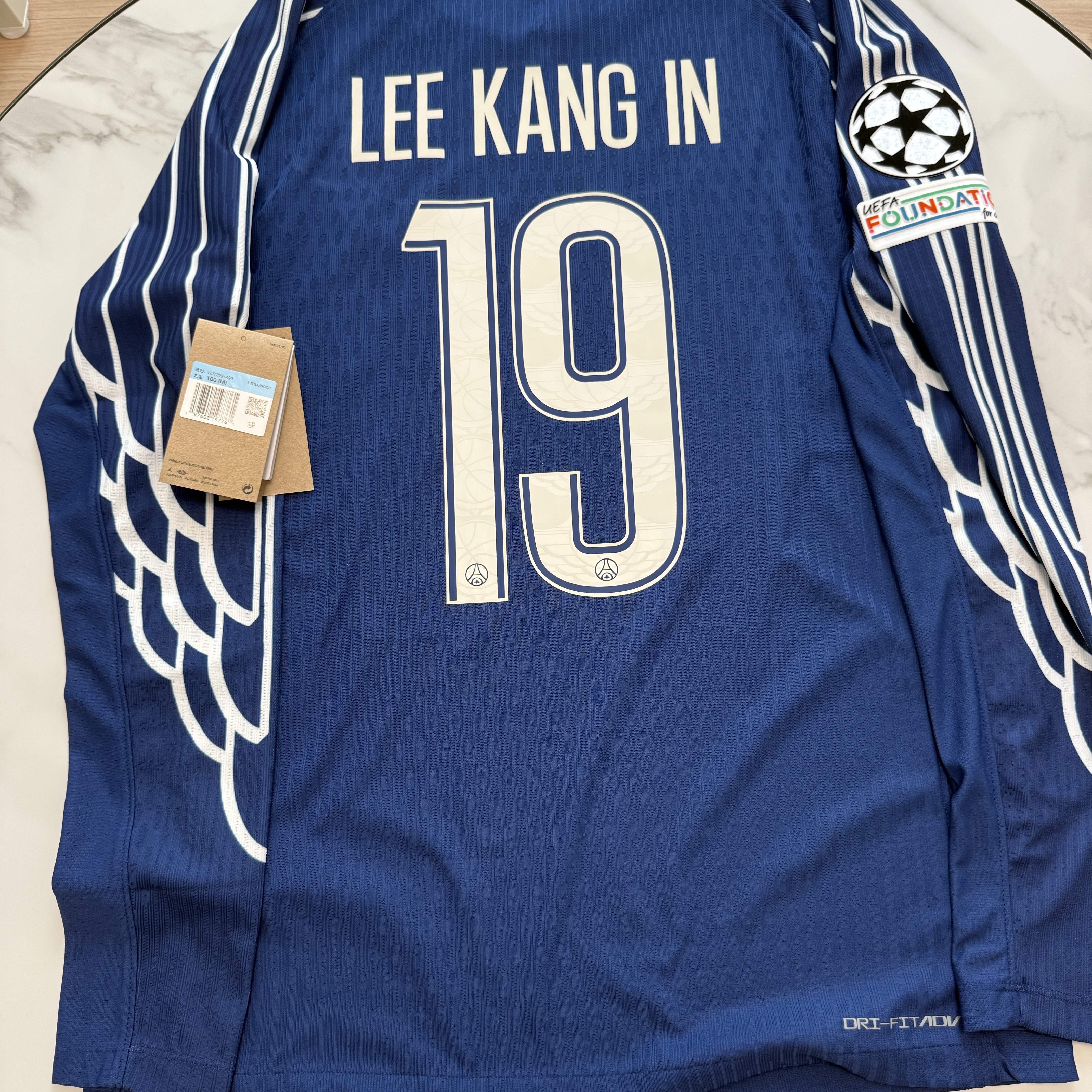 Jordan x Paris Saint-Germain 2024/25 Match 4th Dri-Fit ADV Authentic Long-Sleeve Jersey Blue Void Phantom (Non Marking Ver.) 착용 스타일 - 2