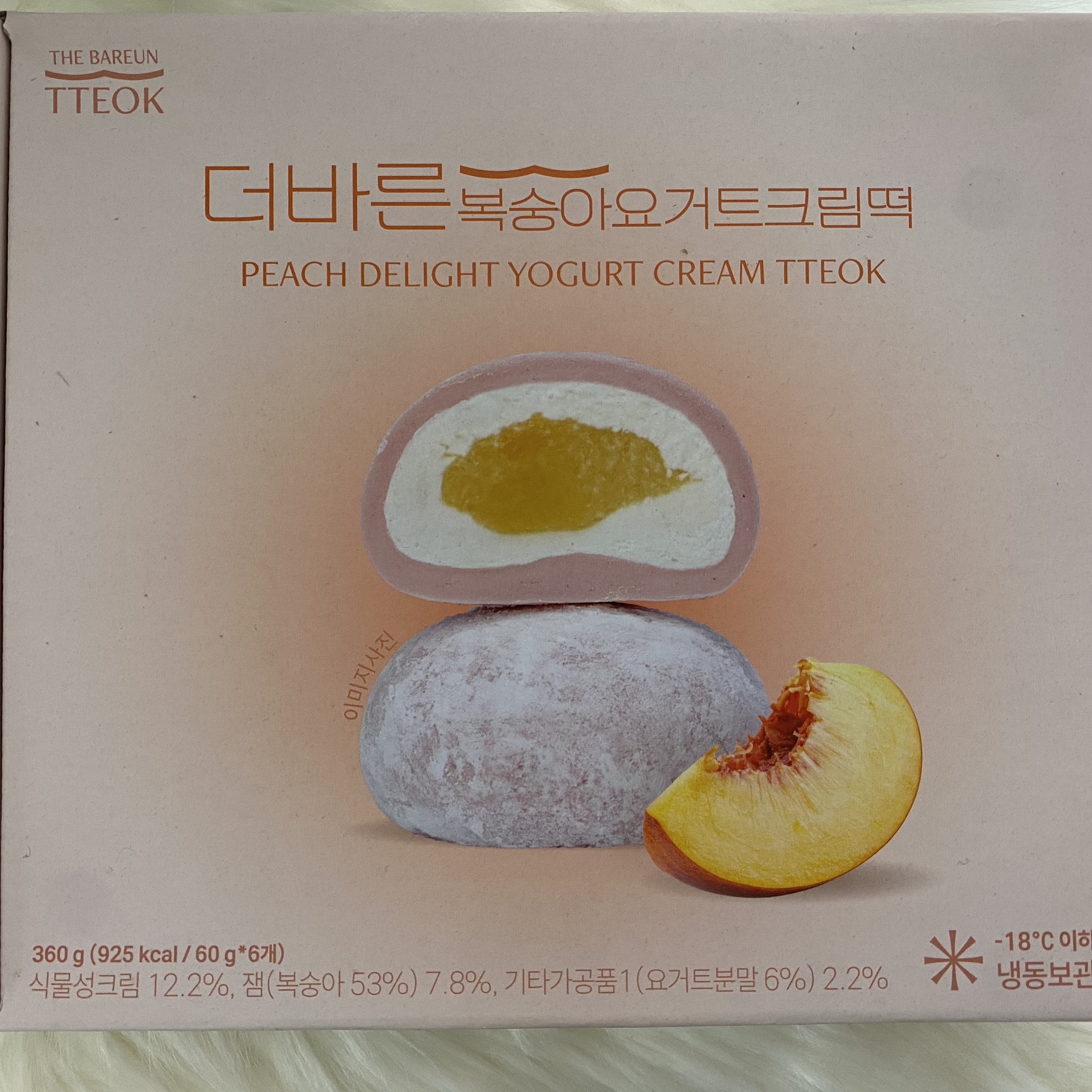 THE BAREUN TTEOK Peach Delight Yogurt Cream Tteok (60g *6EA) 1Box 착용 스타일 - 1