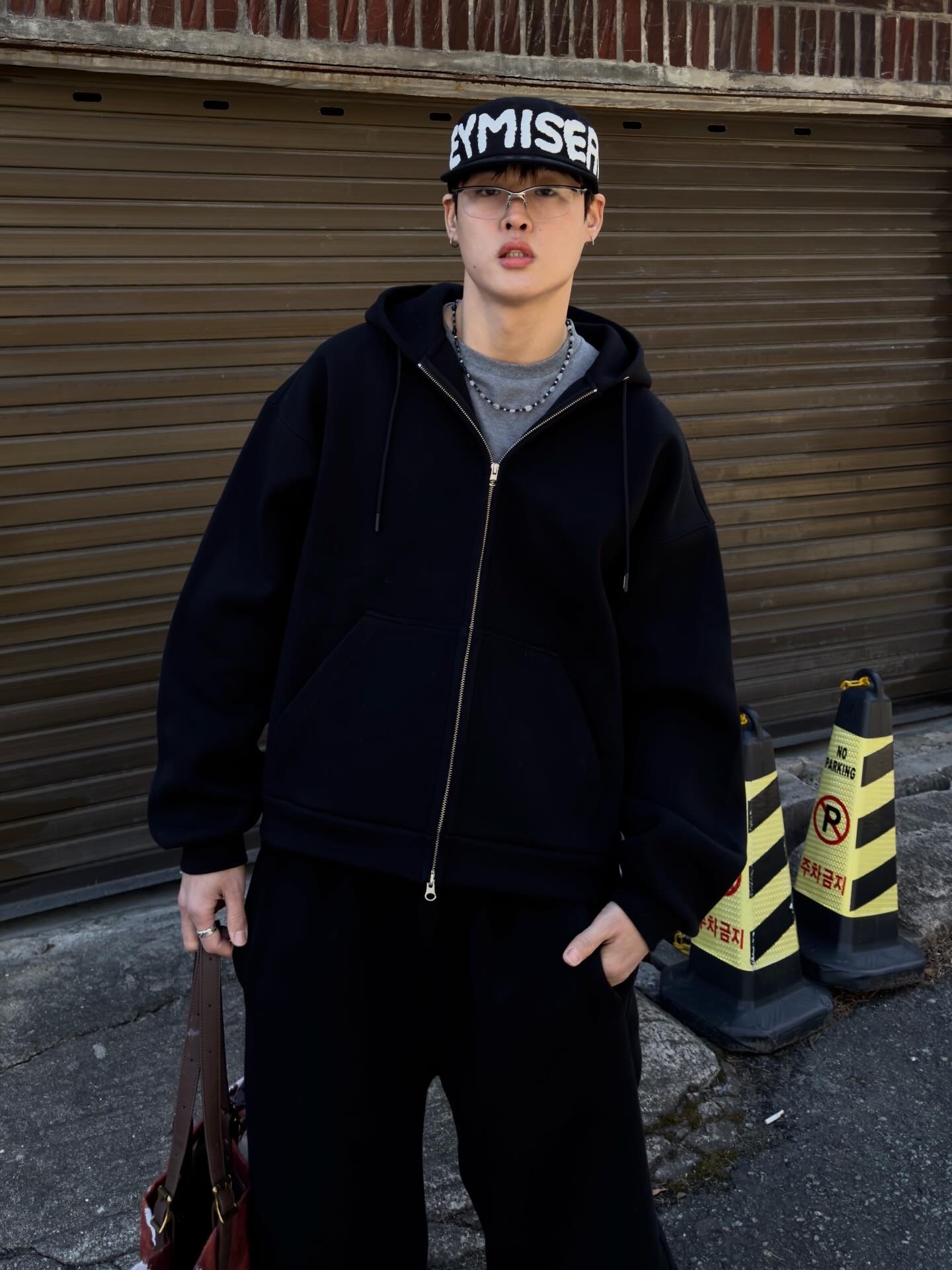 Nonnod Scuba Pajama Pants Black, Nonnod Scuba Zip Hoodie Black 착용 스타일 - 8