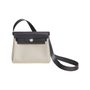 Hermes Herbag Zip 20 Bag H Viking Canvas Hunter Cowhide & Palladium Ecru Bleu Glacier Ardoise