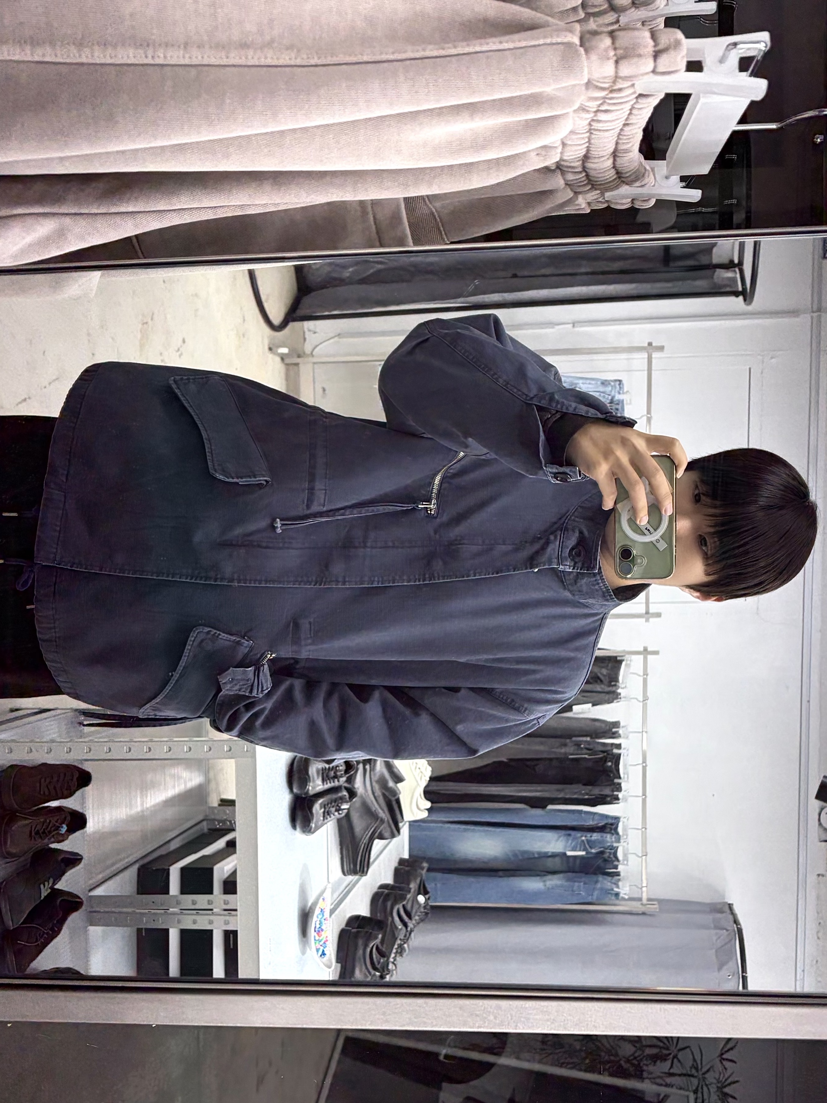 Noun Faded Filed Jacket Navy 착용 스타일 - 1