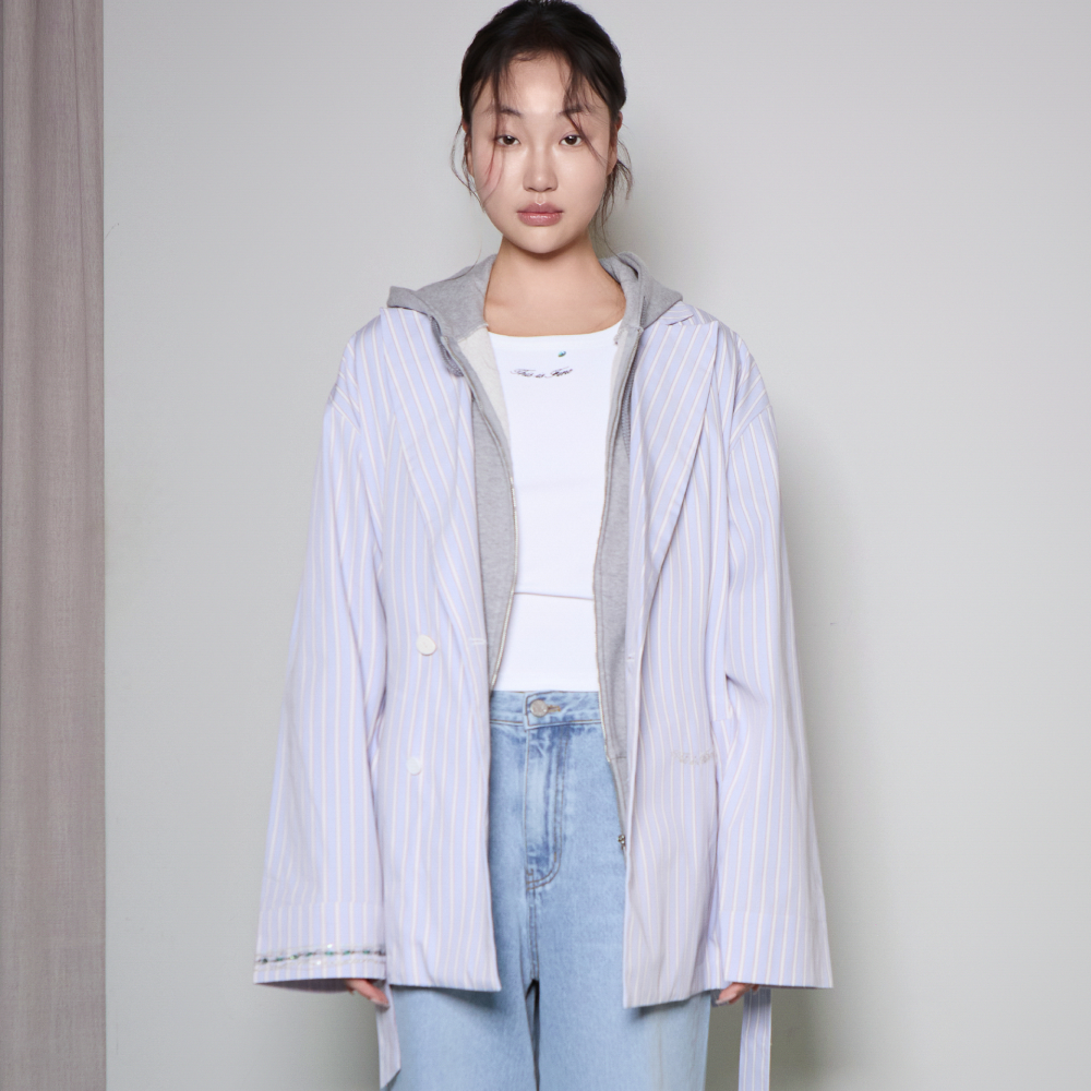 디스이즈파인 벨티드 파자마 더블 자켓 스카이(THIS IS FINE Belted Pajama Double Jacket Sky) - 2