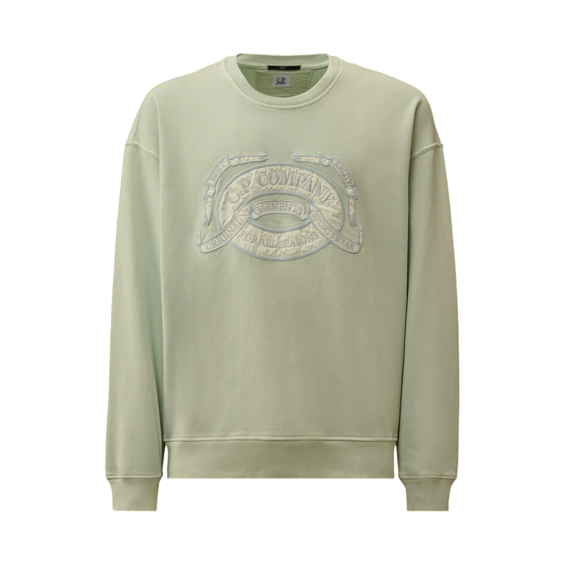 20CMSS217A006090O804 C.P. Company Diagonal Fleece Boxy Logo Crewneck Sweatshirt Misty Blue - 26SS