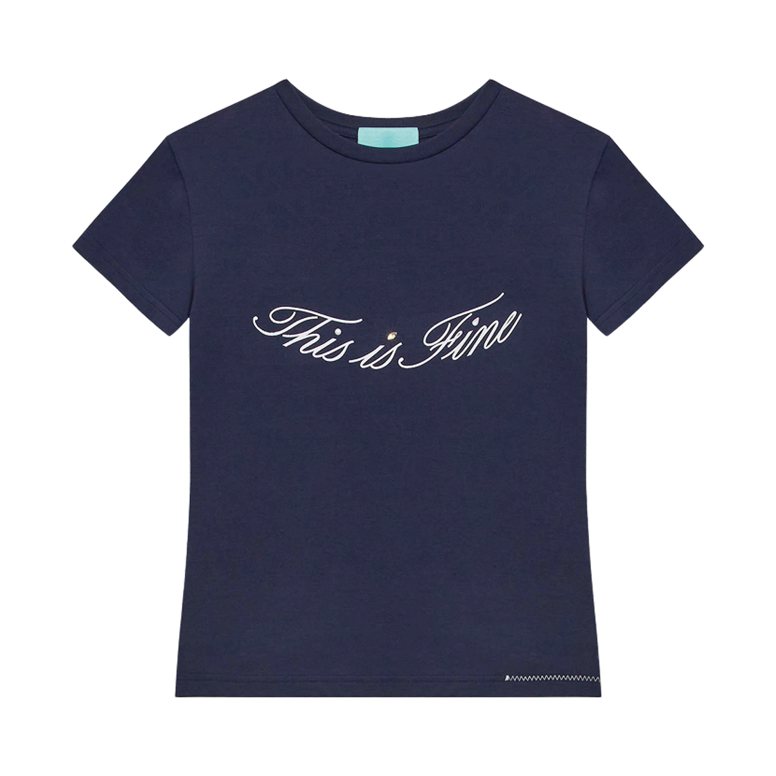 디스이즈파인 크롭드 시그니처 티 네이비(THIS IS FINE Cropped Signature Tee Navy)
