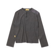 MAINBOOTH Washed Henley T-shirt CHARCOAL