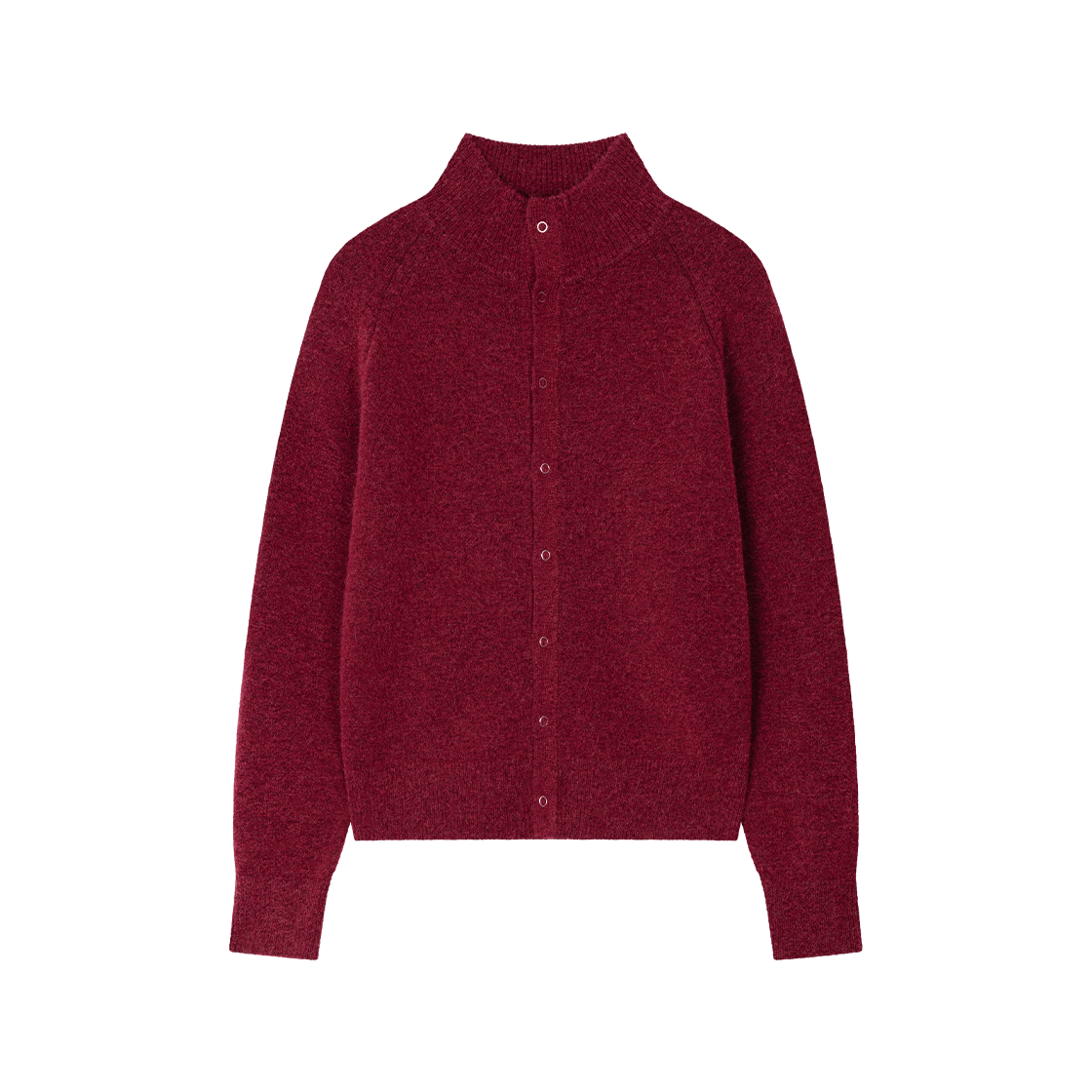 웨이비니스 하이넥 스냅 모헤어 카디건 레드(Waviness High-Neck Snap Mohair Cardigan Red)