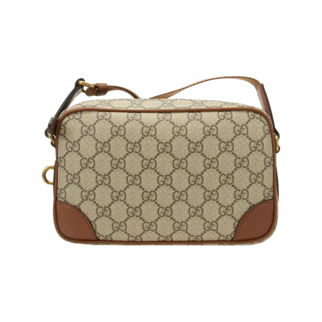 821216-FAED30-9786 Gucci GG Embossed Super Mini Bag Beige Dark Brown