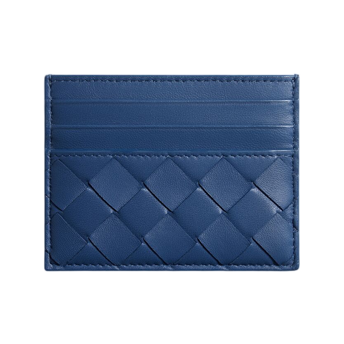 796324VCPP34019 Bottega Veneta Intrecciato Credit Card Case Blue Venezia