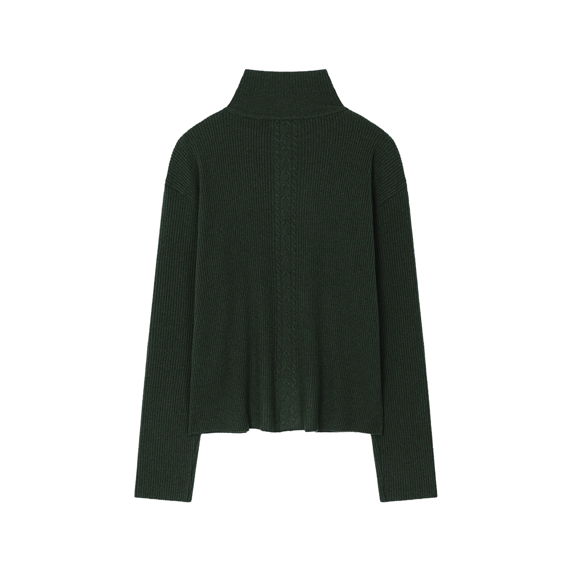 웨이비니스 모크넥 스냅 립 니트 그린(Waviness Mockneck Snap Rib Knit Green) - 2