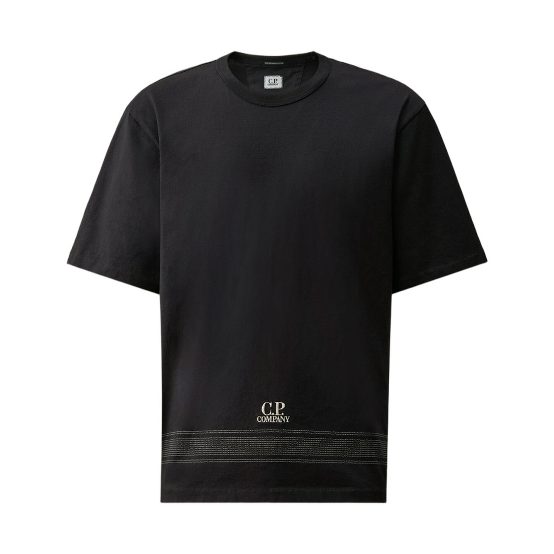 20CMTS122A110580W888 C.P. Company Mercerized Jersey 30/2 Twisted Short Sleeve Embroidery T-Shirt Total Eclipse Blue - 26SS