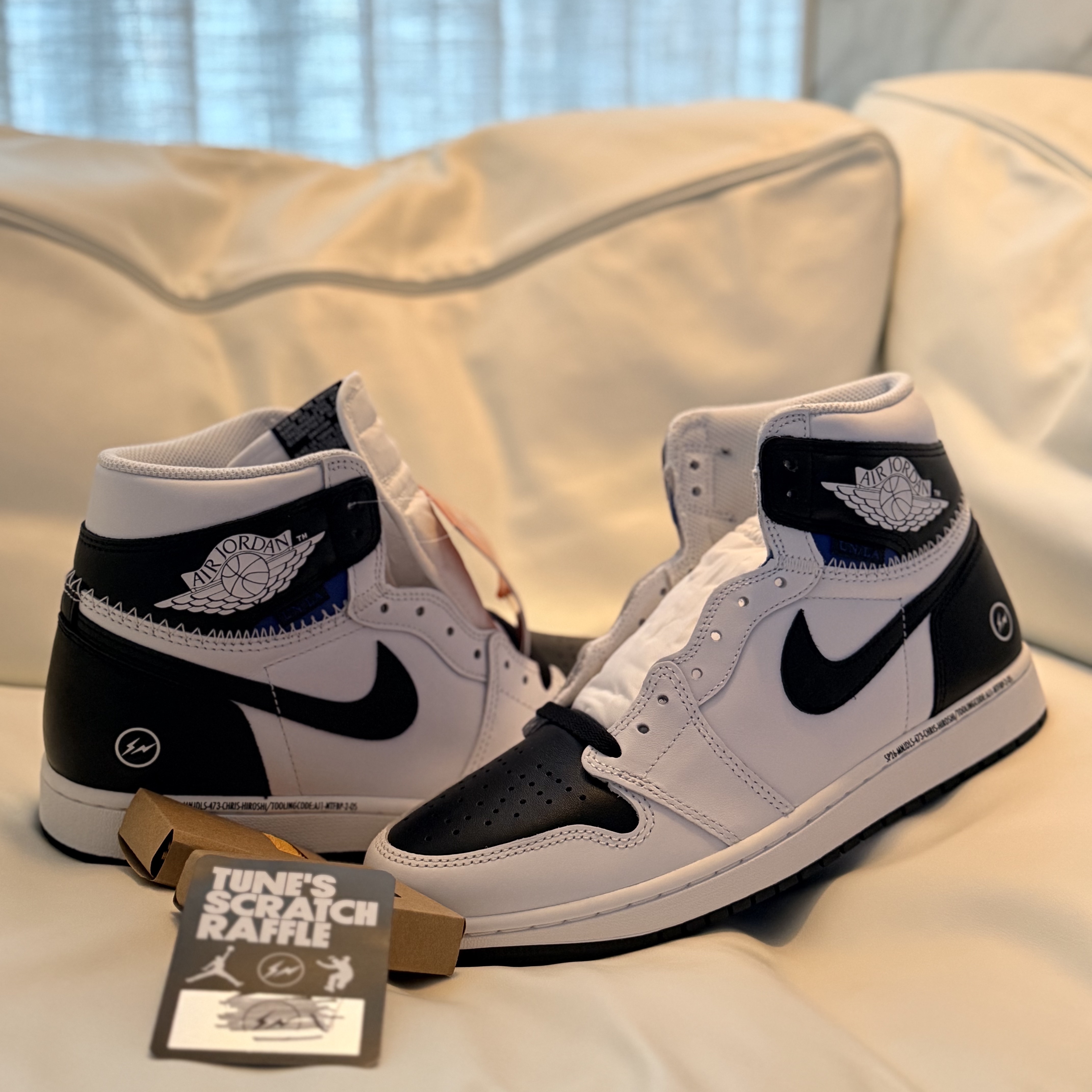 Jordan 1 x Fragment x Union LA High OG SP White Black 착용 스타일 - 1