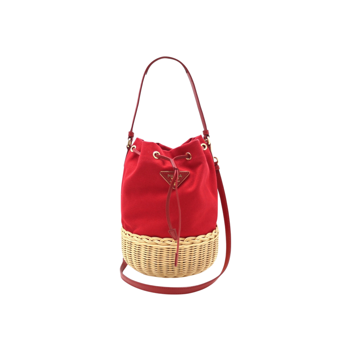 ITCO2DS2GGUN Prada Rattan Mini Bucket Bag 1BH115