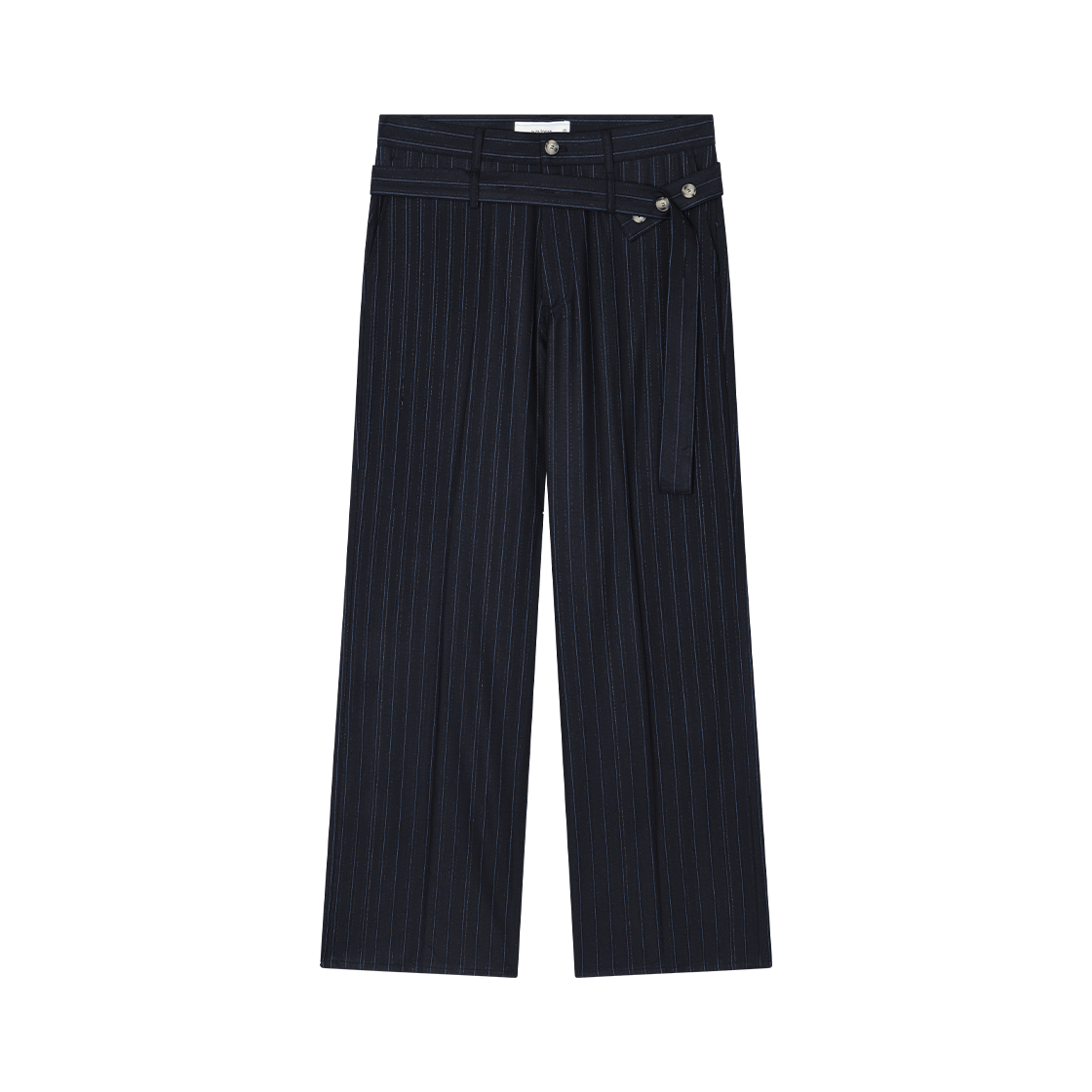 웨이비니스 레이어드 벨티드 트라우저 잉크 네이비(Waviness Layered Belted Trousers Ink Navy)