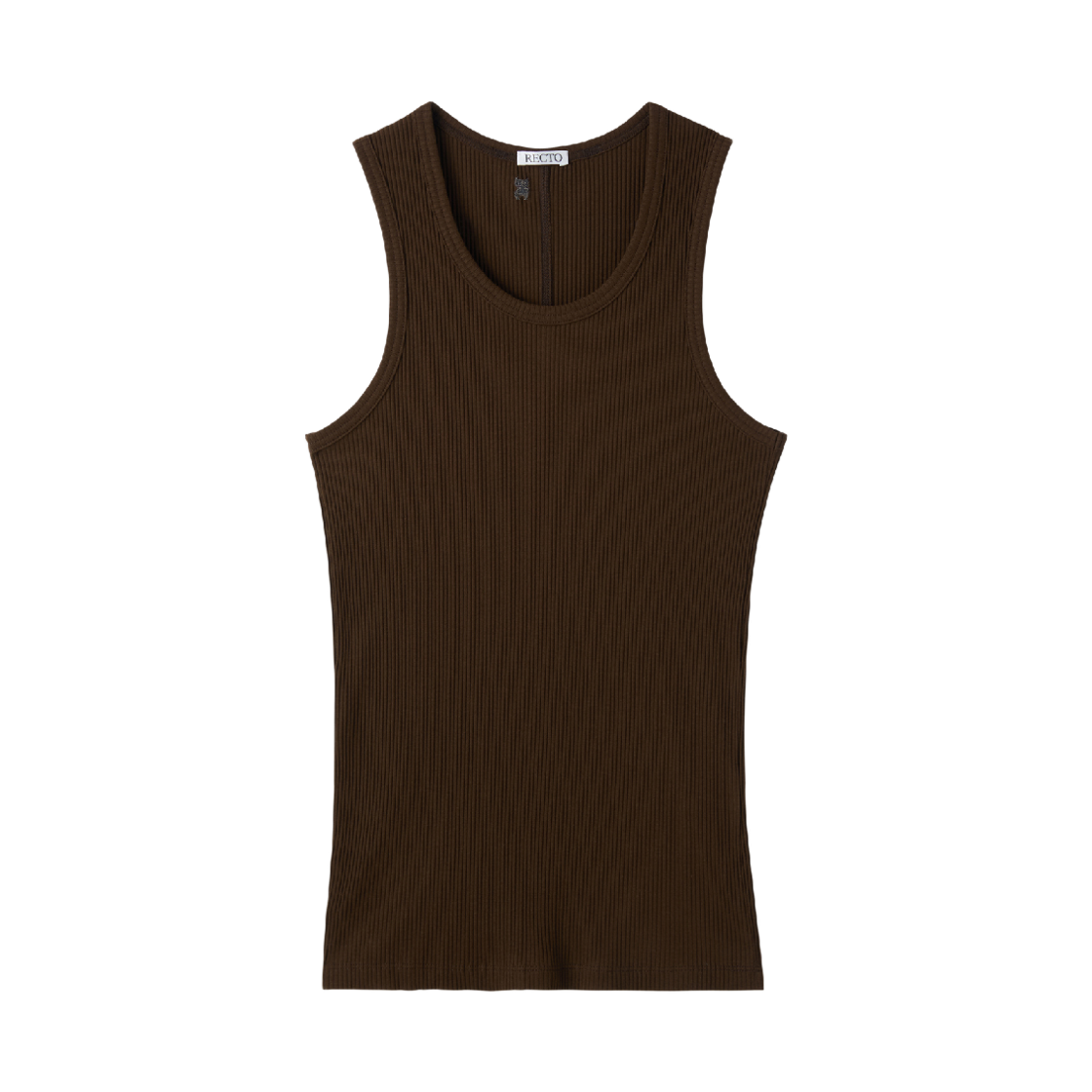 렉토 리브드 탱크 탑 카키 브라운(Recto Ribbed Tank Top Khaki Brown)