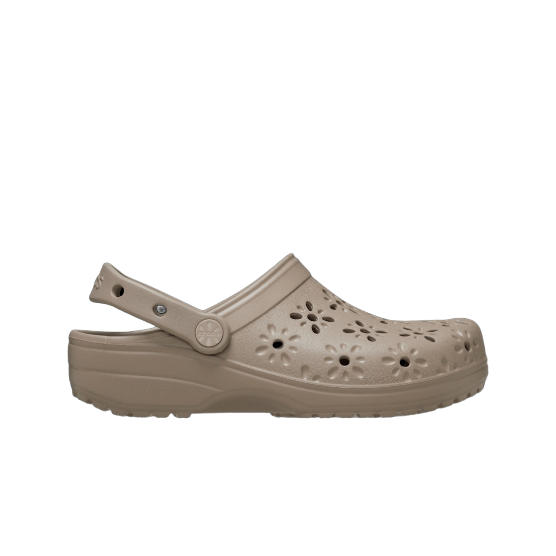 210927-214 Crocs Classic Floral Cut Out Clog Taupe