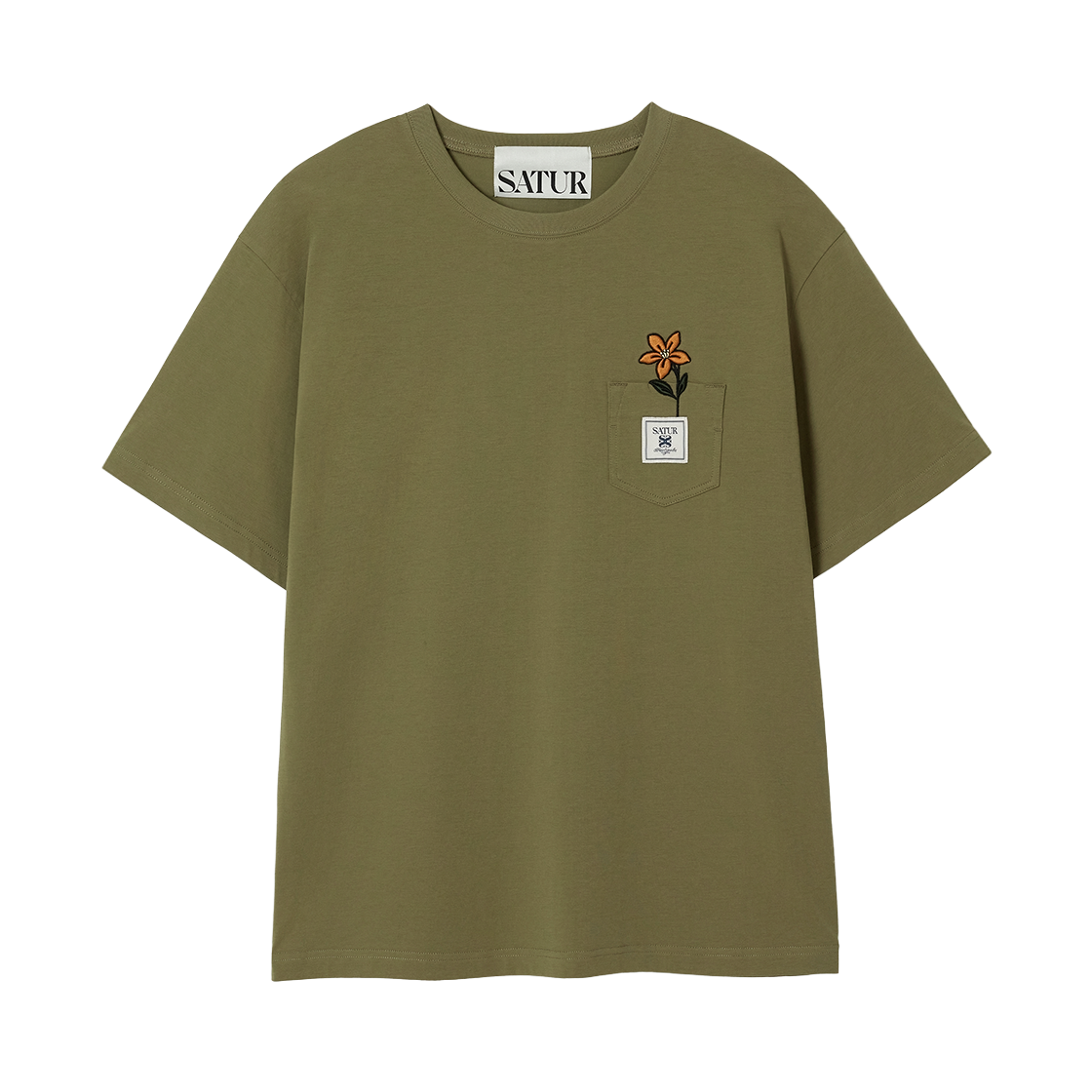 [사은품 증정] 세터 플라워 포켓 반팔 티셔츠 카키