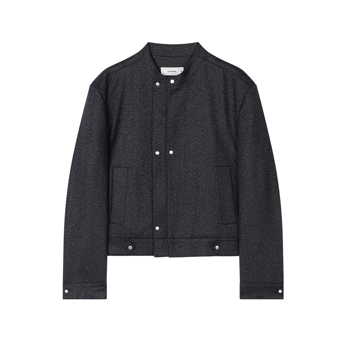 웨이비니스 에브 레이어드 레이서 재킷 차콜 블랙(Waviness Ebb Layered Racer Jacket Charcoal Black)