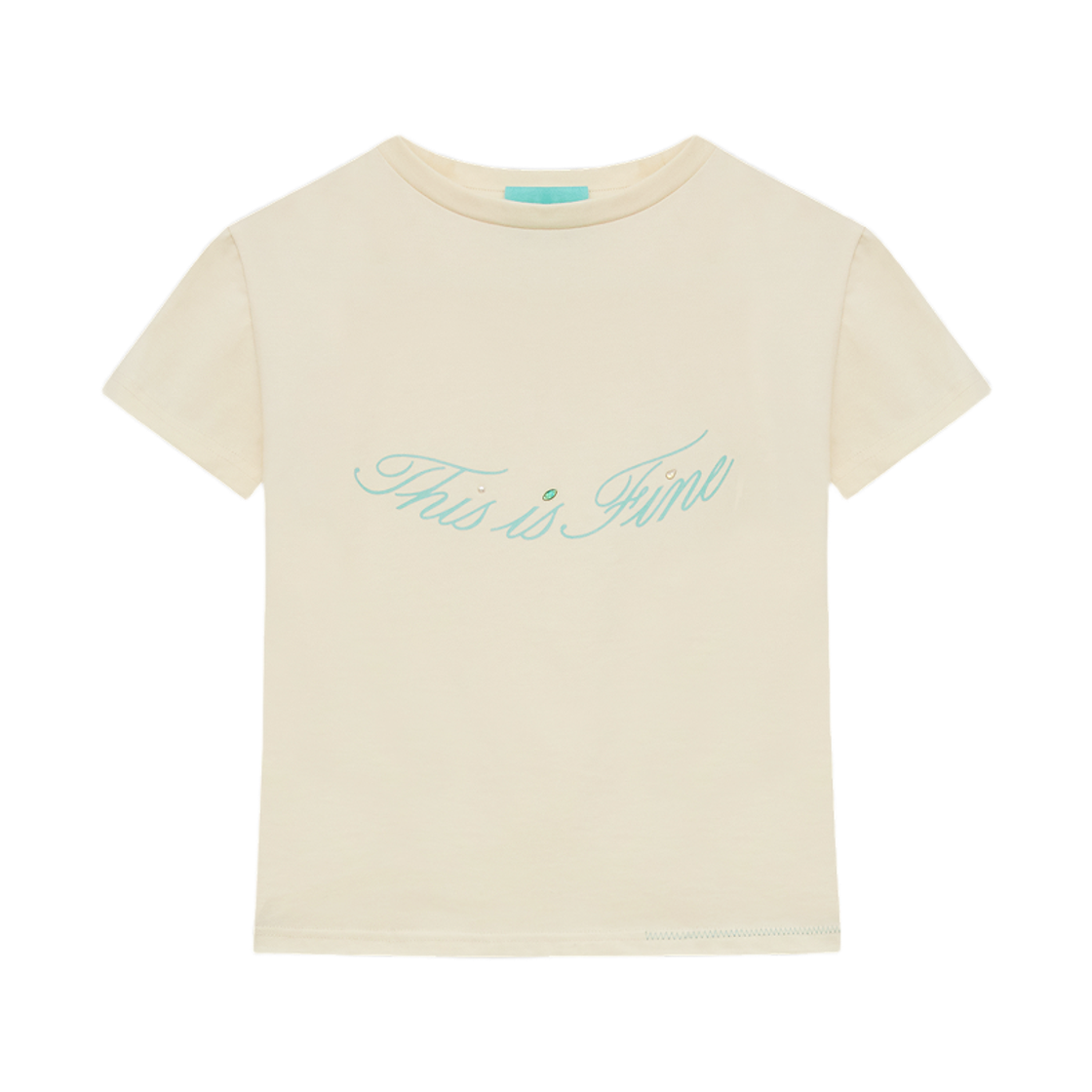 디스이즈파인 크롭드 시그니처 티 크림(THIS IS FINE Cropped Signature Tee Cream) - 1