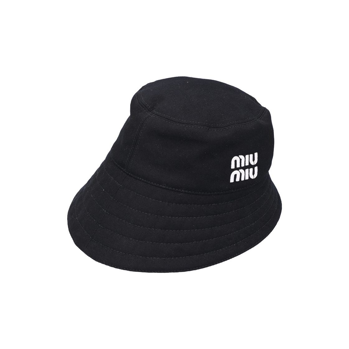 ITCE3MMI23AG Miu Miu Logo Embroidered Cotton Bucket Hat - Black