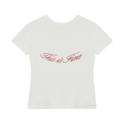 THIS IS FINE Cropped Signature Tee White