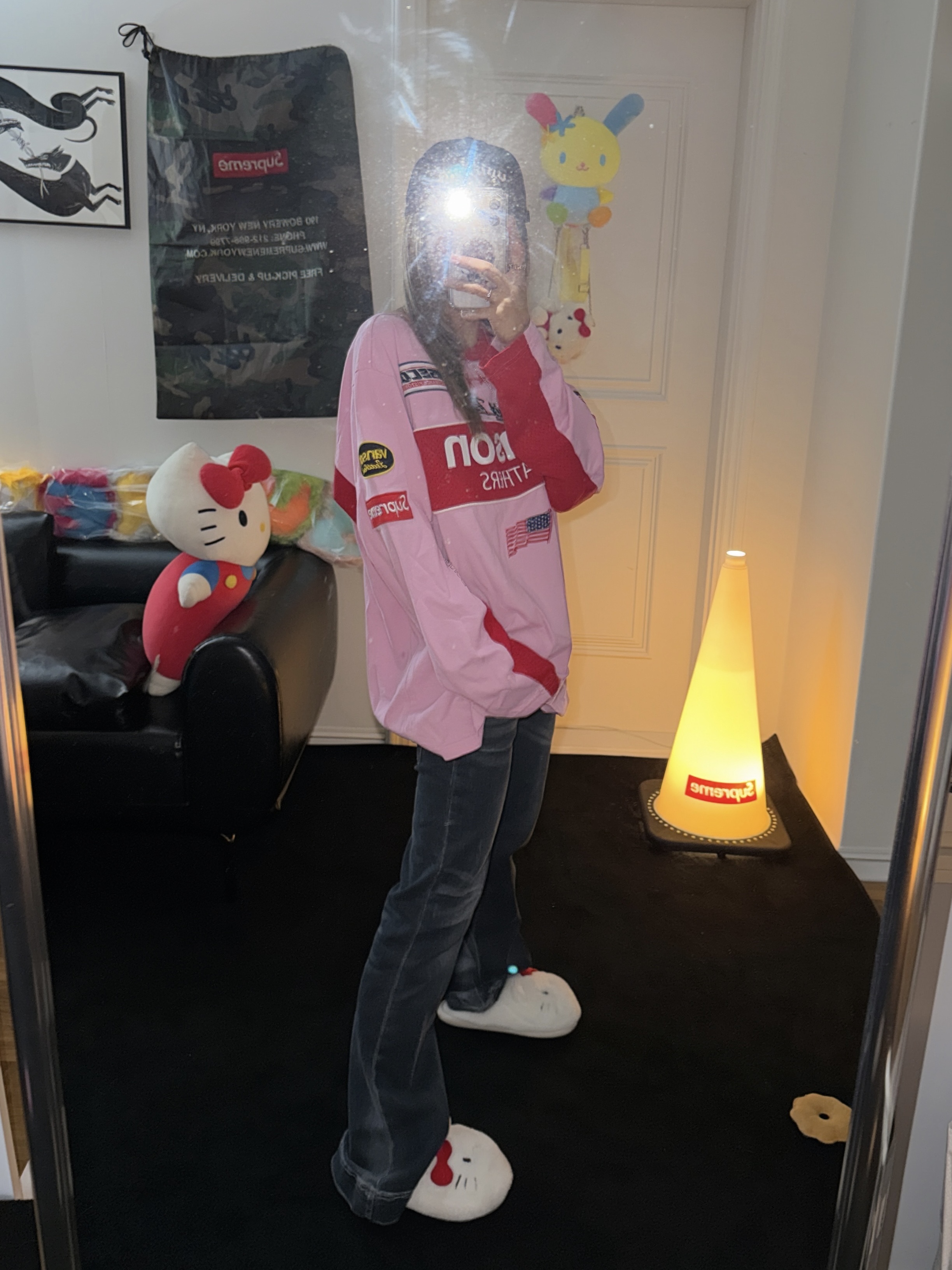 Supreme x Vanson Leathers L/S Top Pink - 26SS 착용 스타일 - 1