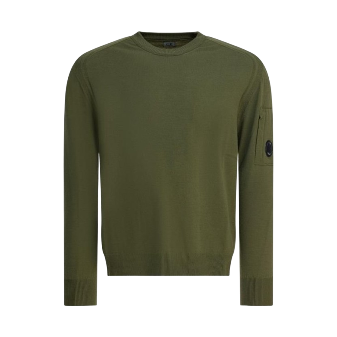 C.P. 컴퍼니 엑스트라파인 메리노 울 크루넥 스웨터 캐퍼스 그린 - 25FW(C.P. Company Extrafine Merino Wool Crewneck Sweater Capers Green - 25FW)