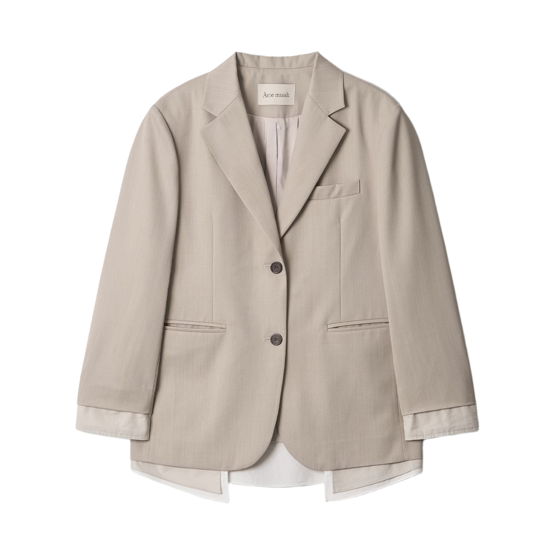 - (W) Aviemuah Shirting Layered Overfit Jacket Oatmeal