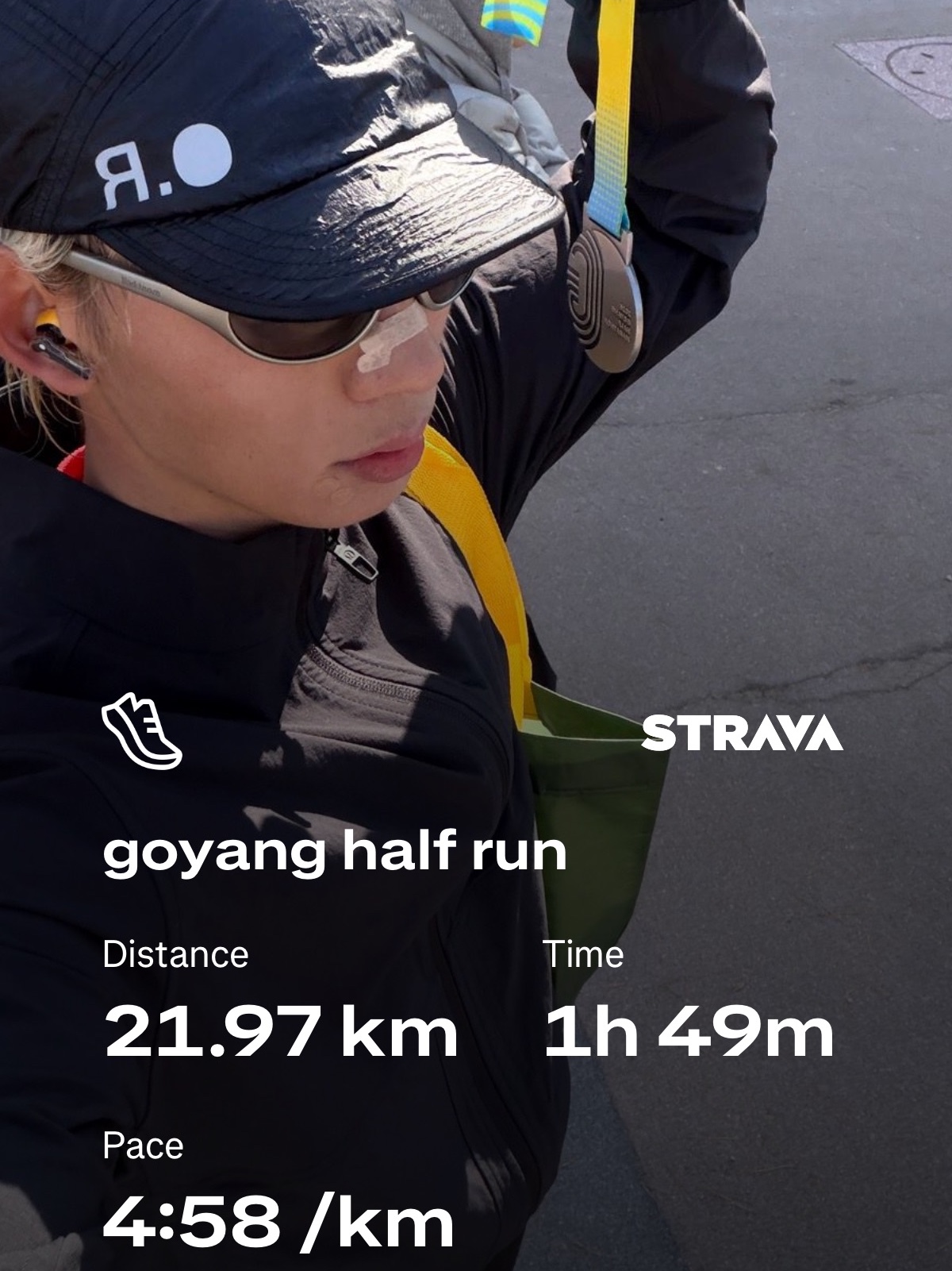 Optimistic Runners Nylon Cap Black, Montbell Trekking Glasses Silver Metallic Light Grey 착용 스타일 - 1