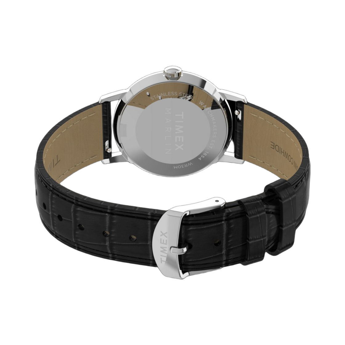 타이맥스 멀린 쿼츠 34mm 레더 스트랩 워치 실버톤 블랙(Timex Marlin Quartz 34mm Leather Strap Watch Silver Tone Black) - 2