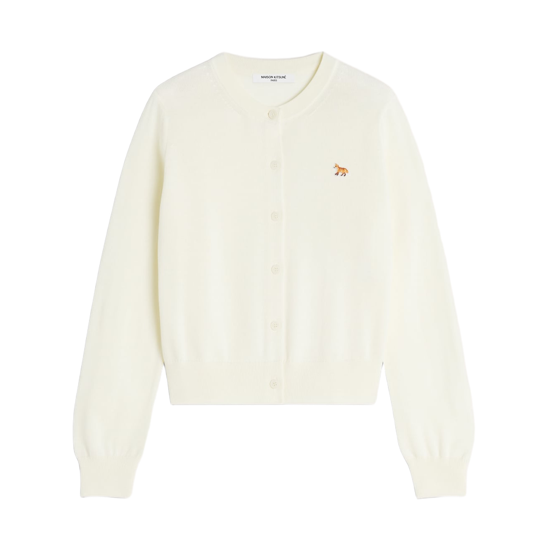 PW00502KT1181-0383 (W) Maison Kitsune Baby Fox Merino Regular Cardigan Pure Ecru
