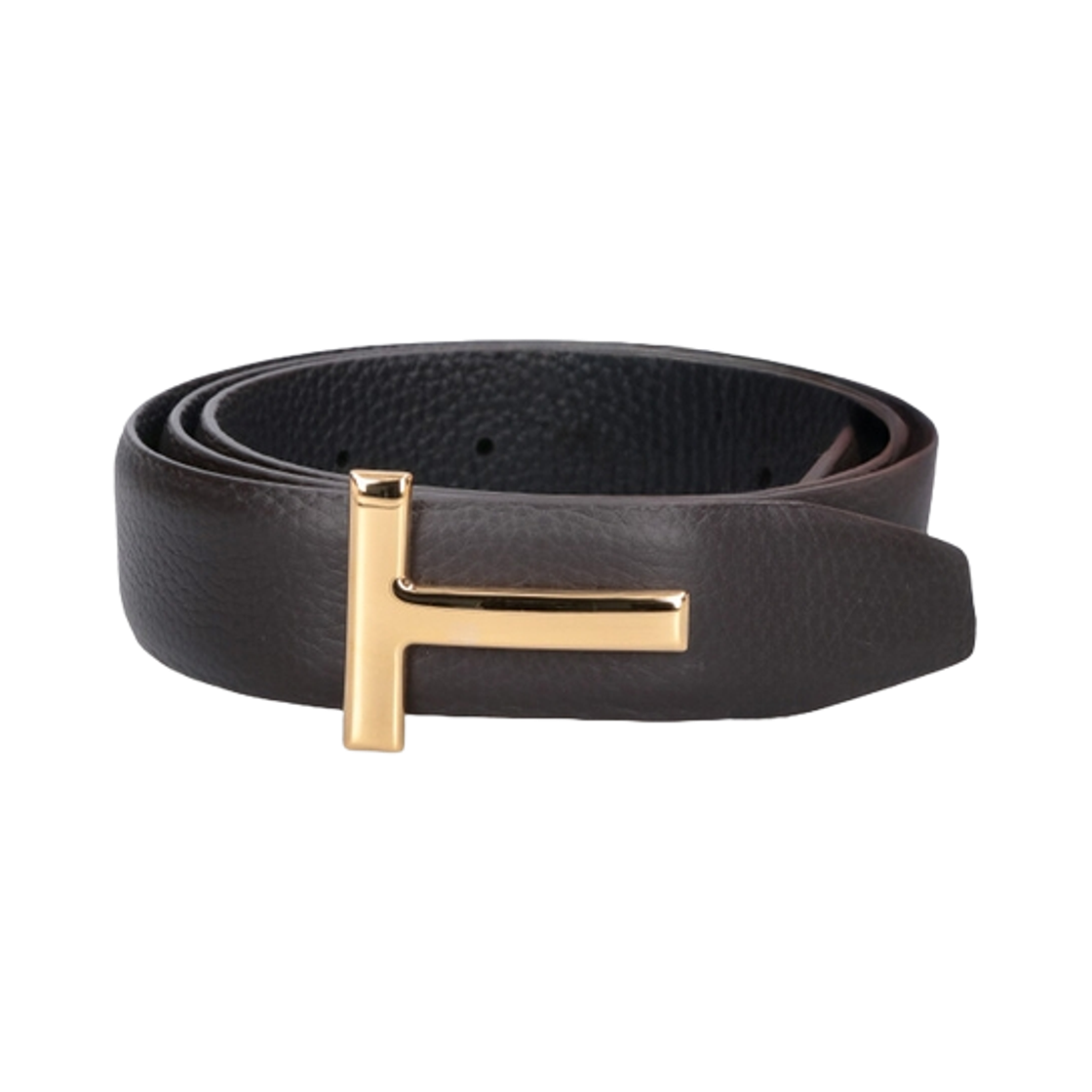 TB224-LCL236G-ENB Tom Ford Leather Reversible Buckle T Belt Brown