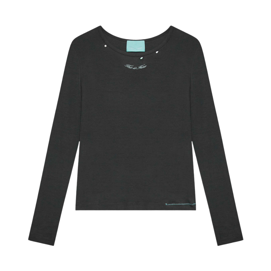 디스이즈파인 시그니처 롱슬리브 티 챠콜(THIS IS FINE Signature Long Sleeved Tee Charcoal)