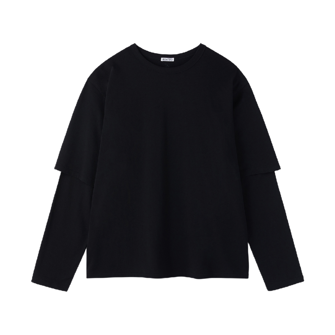 렉토 오버사이즈 캐시미어 블렌드 레이어드 탑 블랙(Recto Oversized Cashmere Blend Layered Top Black)
