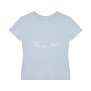 THIS IS FINE Cropped Signature Tee Sky