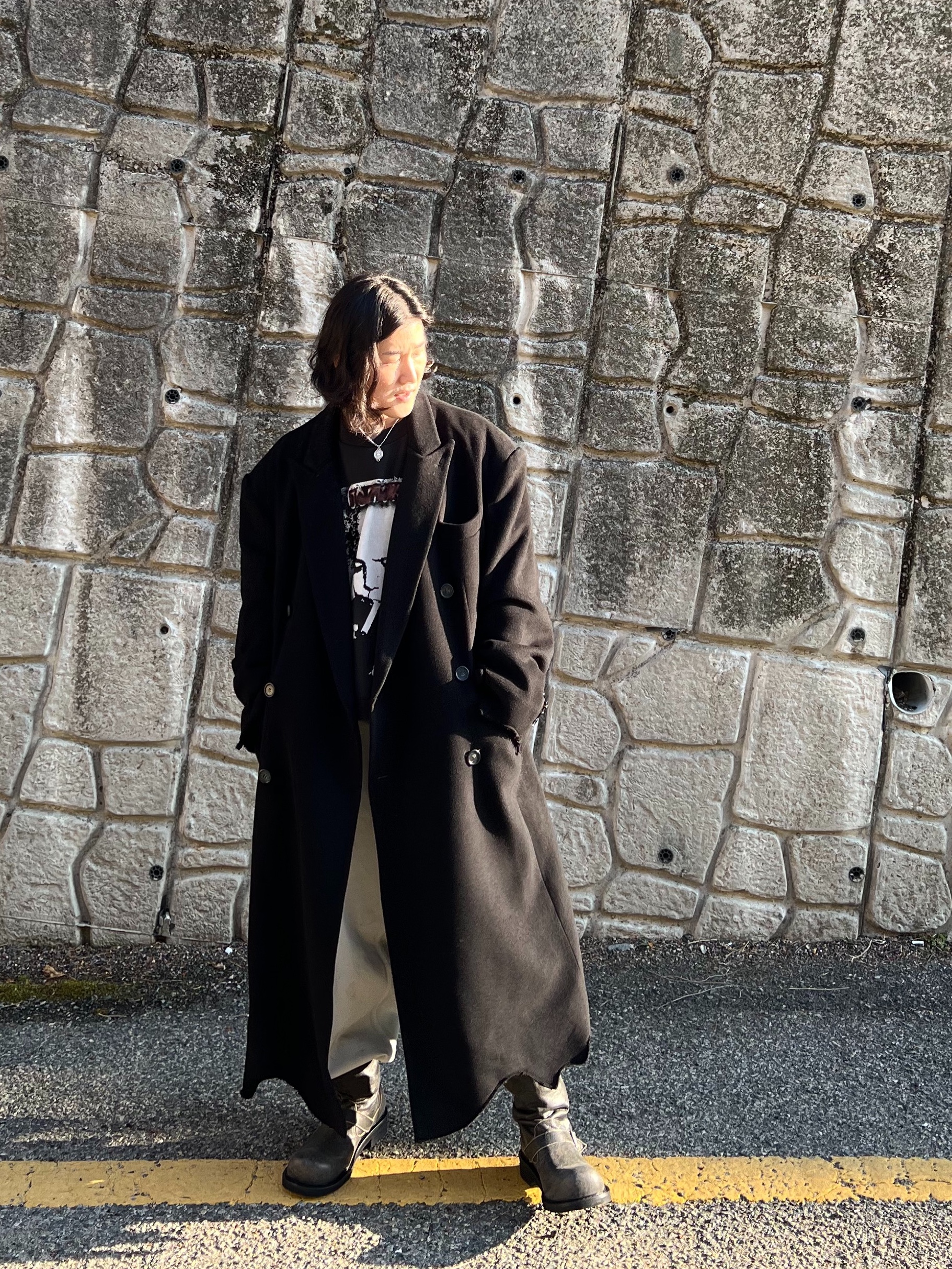 qAp Baby Crewneck Black, Undermycar MU.128 Original Logo Cracked Leather Belt Silver / Black 착용 스타일 - 2