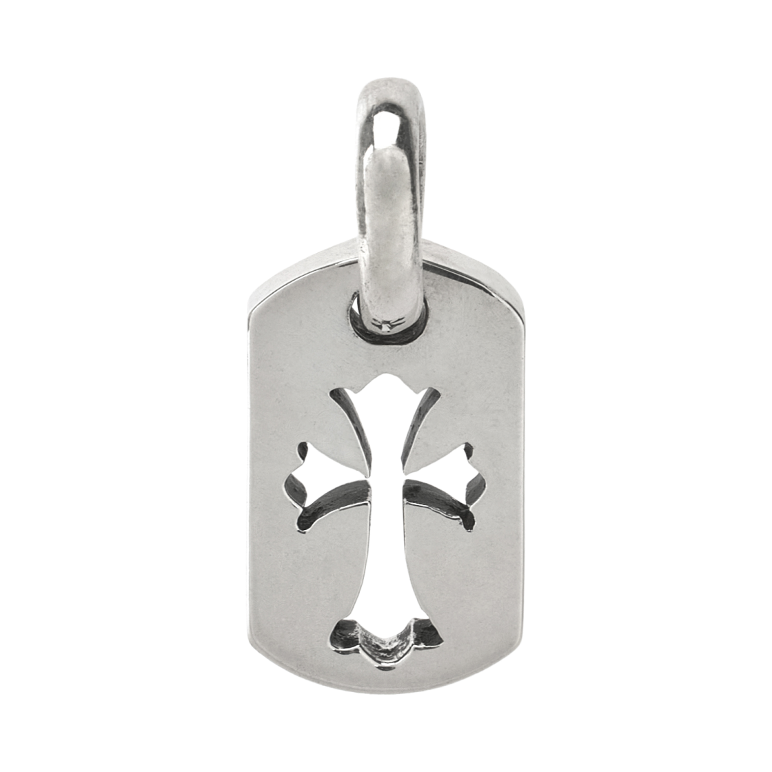 크롬하츠 도그택 타이니 컷아웃 크로스 펜던트 실버(Chrome Hearts Dog Tag Tiny Cut Out Cross Pendant Silver)