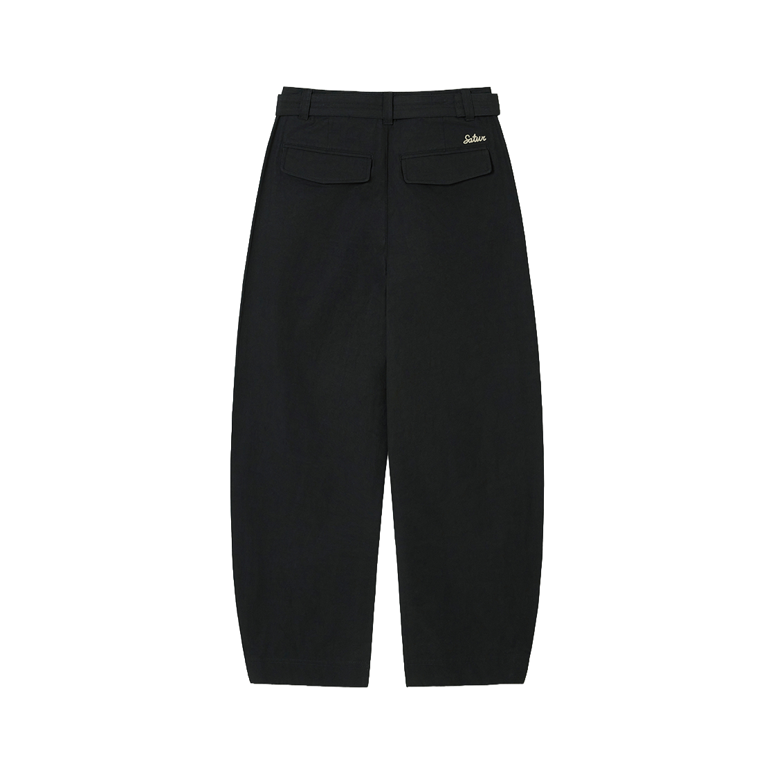 [사은품 증정] 세터 우먼 벨티드 코튼 배럴 핏 팬츠 블랙([사은품 증정] SATUR W Belted Cotton Barrel Fit Pants Black) - 2