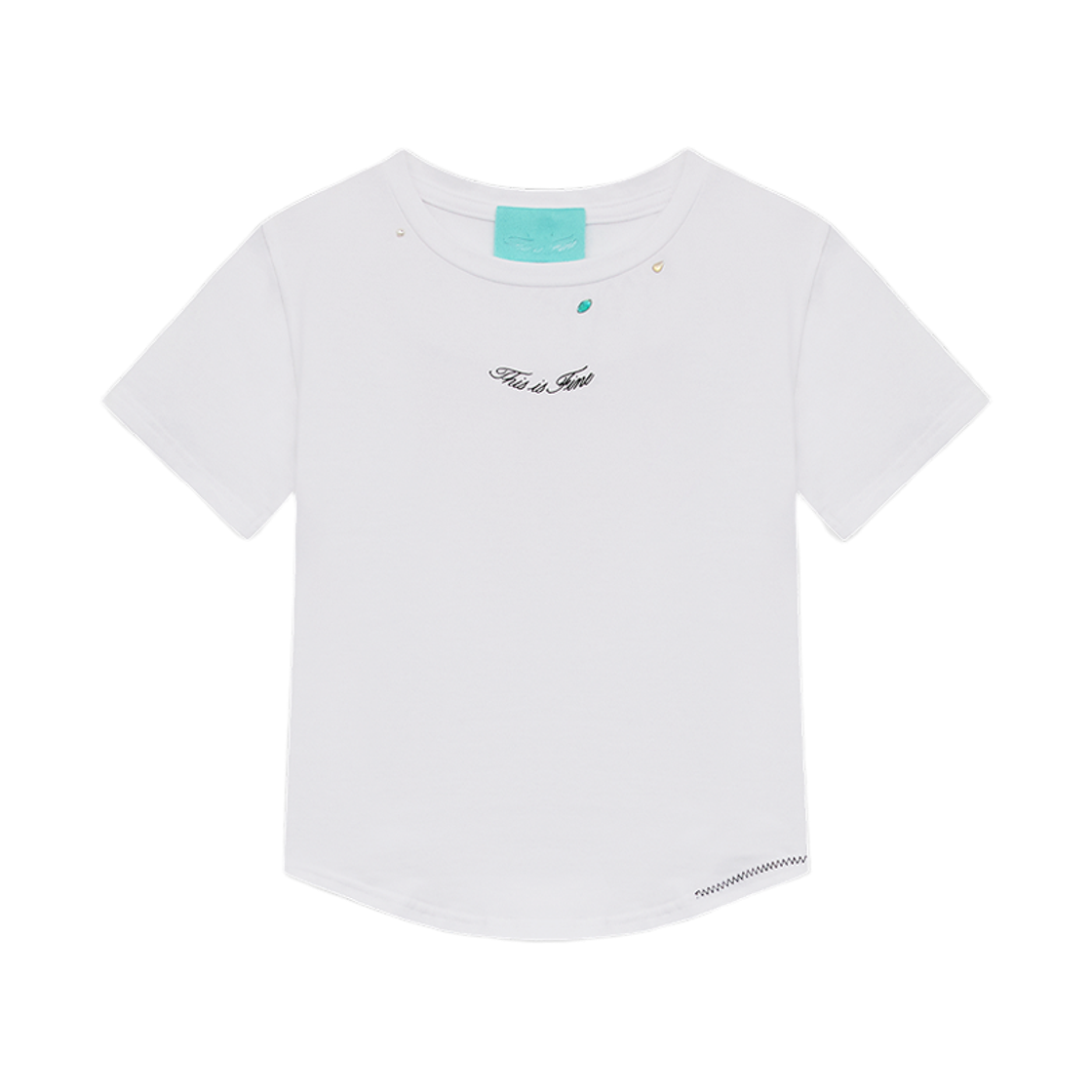 디스이즈파인 베이비 크롭드 티 화이트(THIS IS FINE Baby Cropped Tee White) - 1