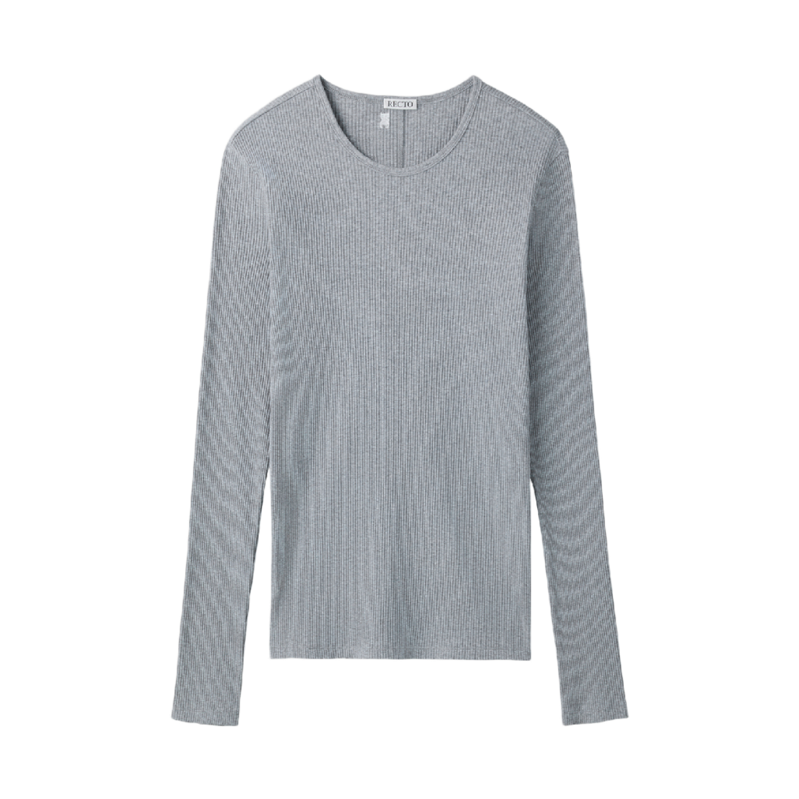 렉토 리브드 져지 롱슬리브 탑 멜란지 그레이(Recto Ribbed Jersey Long-Sleeve Top Melange Grey)
