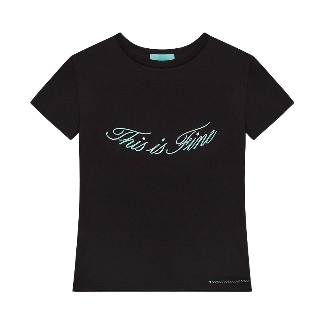 디스이즈파인 크롭드 시그니처 티 블랙(THIS IS FINE Cropped Signature Tee Black)