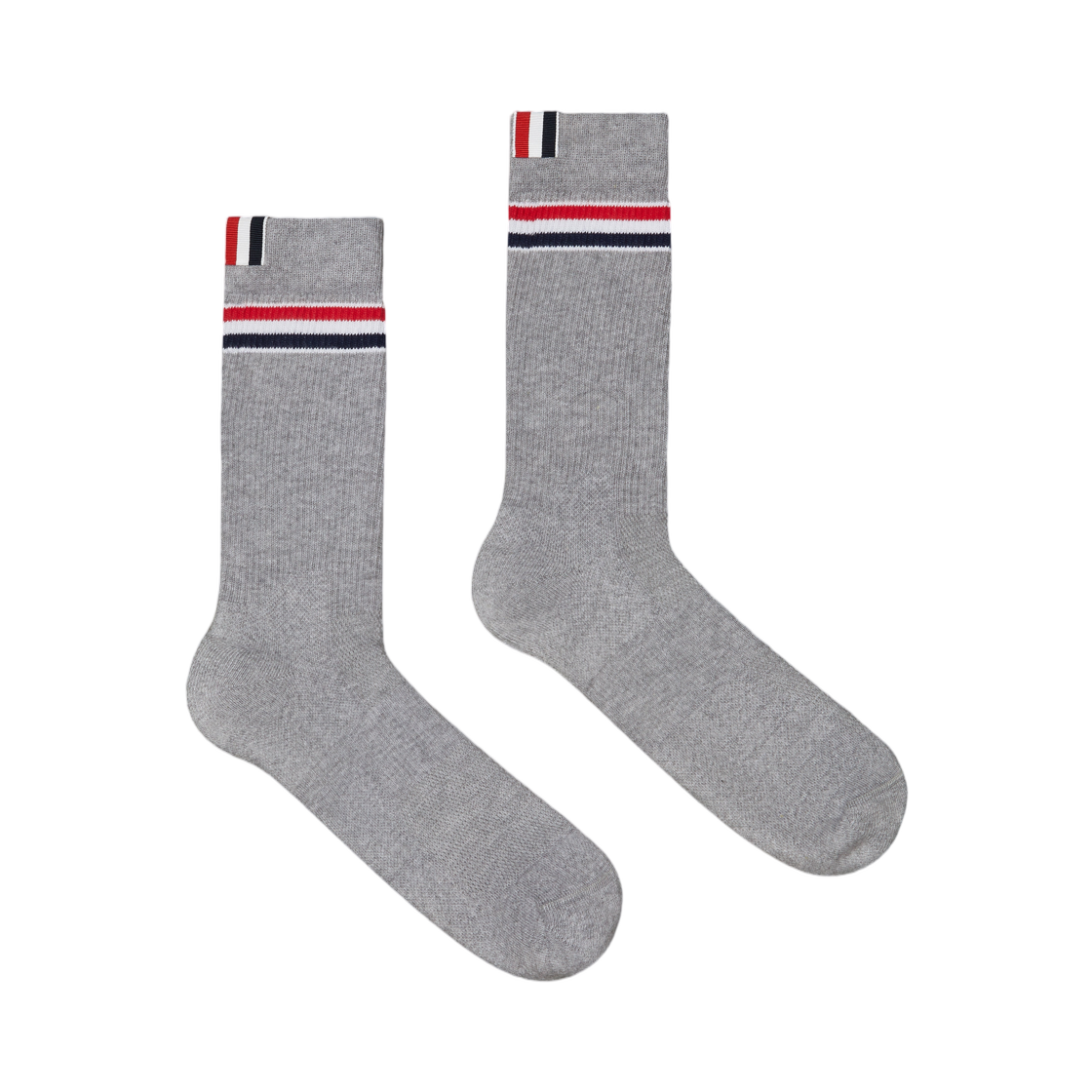 톰브라운 RWB 스트라이프 애슬레틱 미드 카프 삭스 라이트 그레이(Thom Browne RWB Stripe Athletic Mid Calf Socks Light Grey)