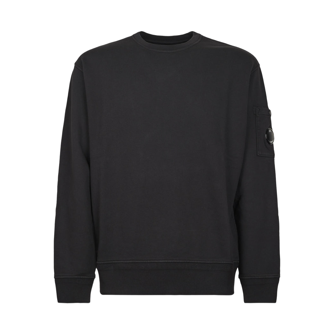 20CMSS036A110044G999 C.P. Company Cotton Diagonal Fleece Crewneck Lens Sweatshirt Black - 26SS