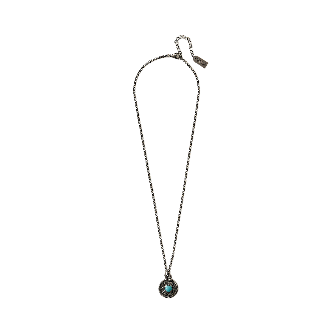 세터 썬 레트로 신세틱 터키석 목걸이 실버(SATUR Sun Retro Synthetic Turquoise Necklace Silver)