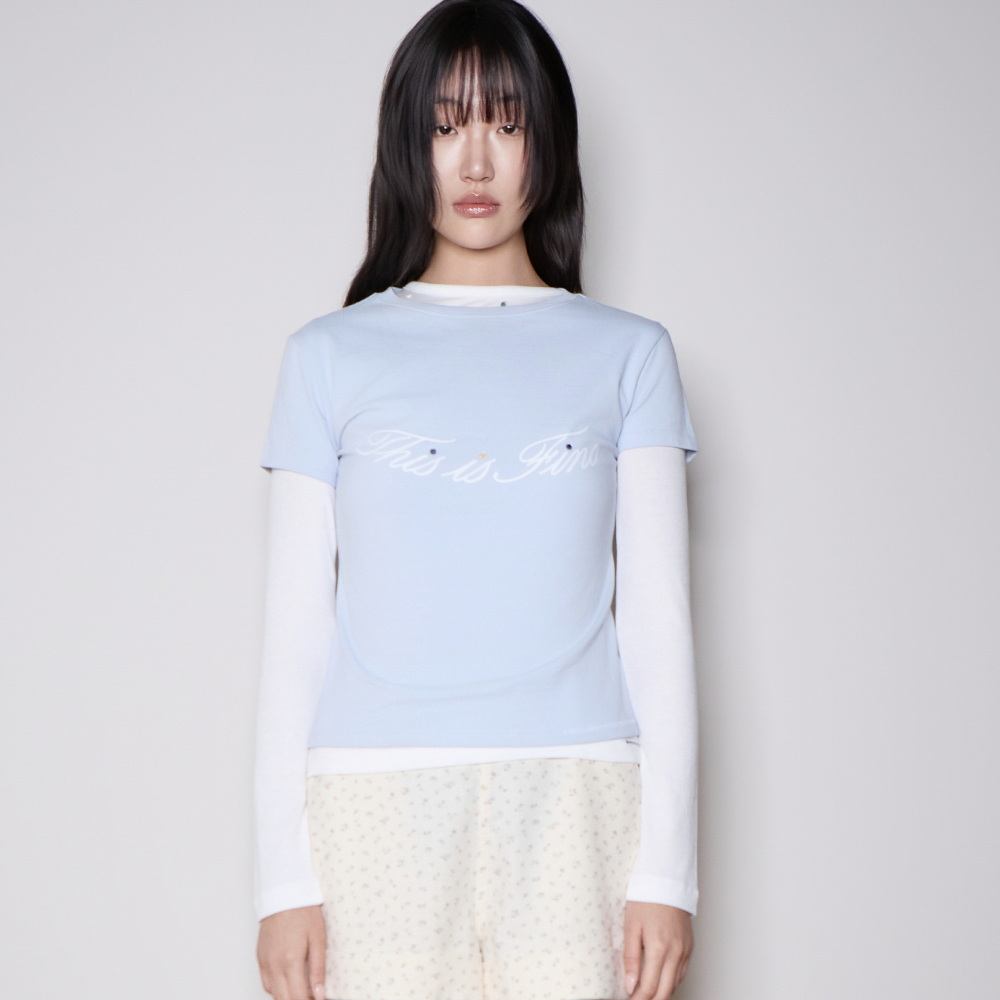 디스이즈파인 시그니처 롱슬리브 티 화이트(THIS IS FINE Signature Long Sleeved Tee White) - 2