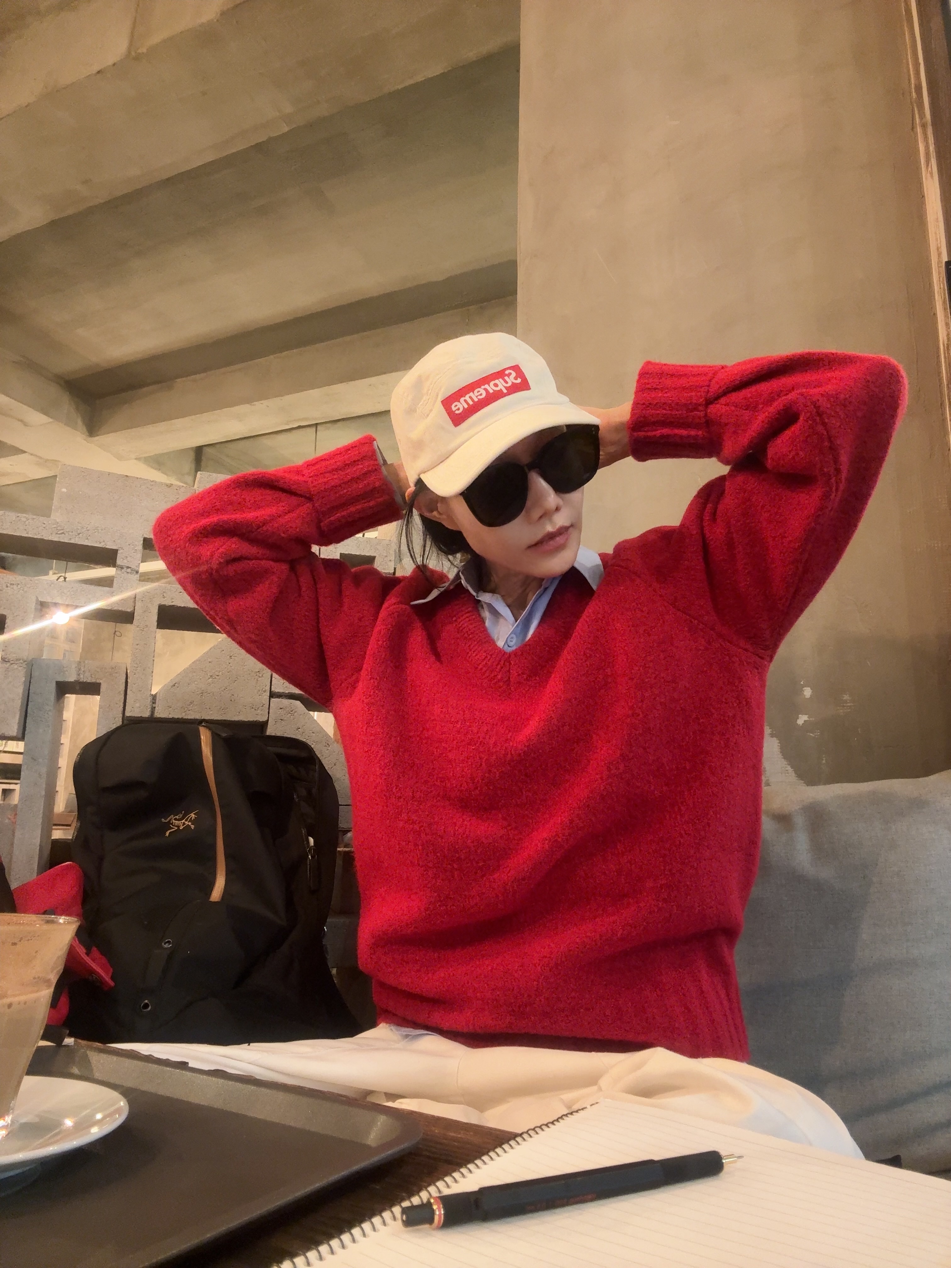 Supreme Washed Chino Twill Camp Cap Natural - 24SS, Arc'teryx Arro 22 Backpack 24K Black 착용 스타일 - 1