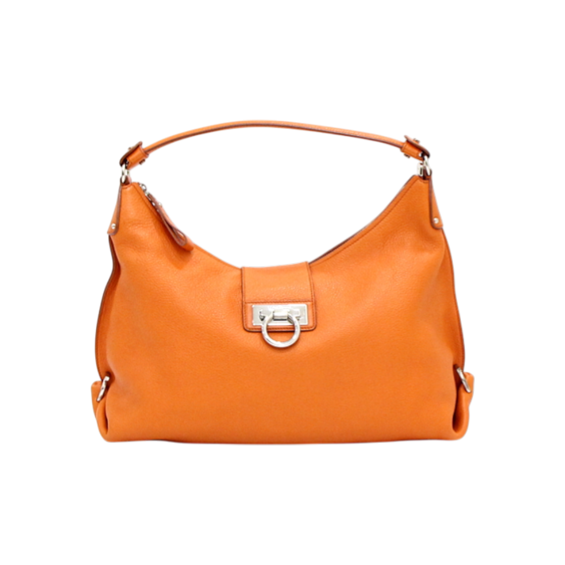 페라가모 21 D757 오렌지 레더 파니샤 간치니 은장로고 숄더백aa61691(Ferragamo 21 D757 Orange Leather Panisha Gancini Silver Logo Shoulder Bag)